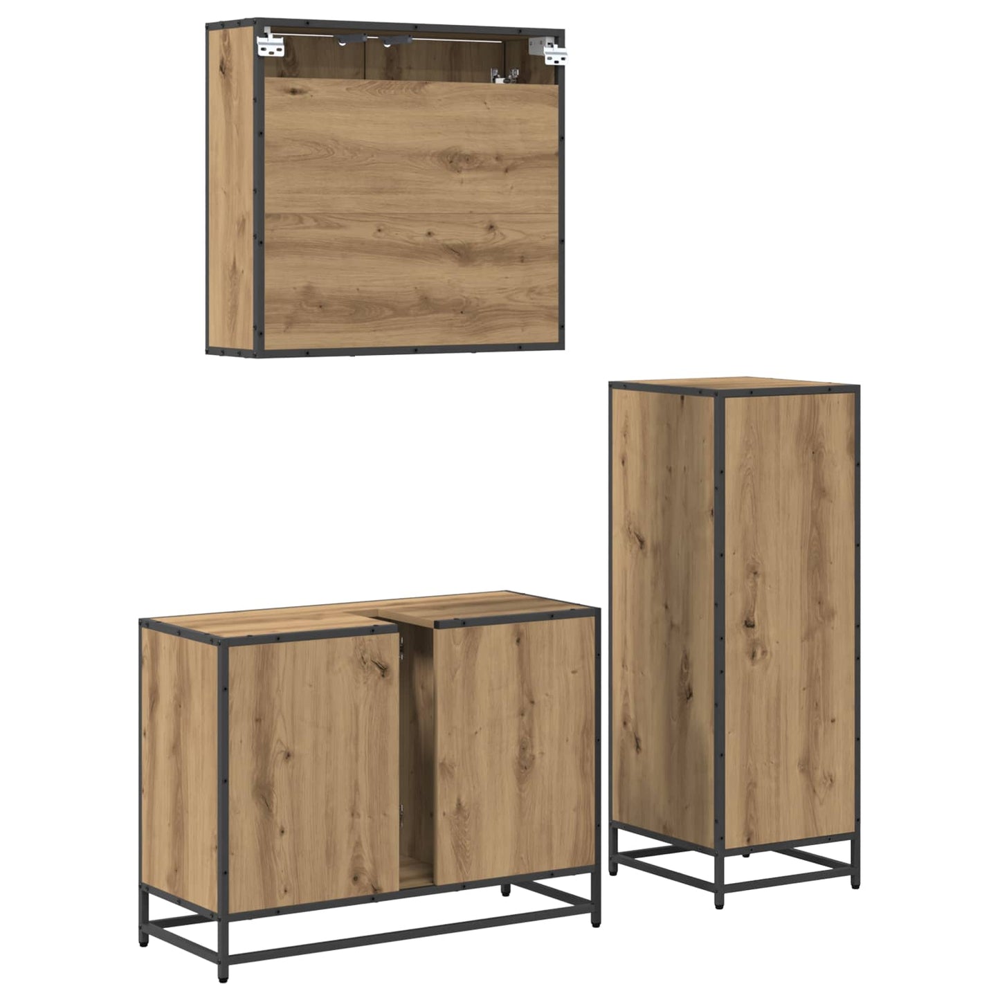 vidaXL Bathroom Furniture Set 3 pcs Artisan Oak Engineered Wood