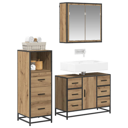 vidaXL Bathroom Furniture Set 3 pcs Artisan Oak Engineered Wood