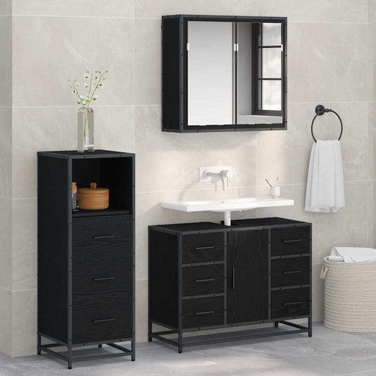 vidaXL Bathroom Furniture Set 3 pcs Black oak 80 x 33 x 60 cm