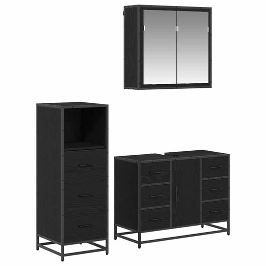 vidaXL Bathroom Furniture Set 3 pcs Black oak 80 x 33 x 60 cm