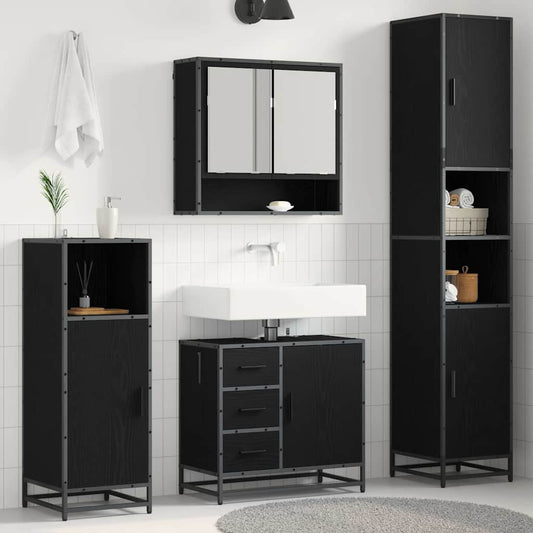 vidaXL Bathroom Furniture Set 3 pcs Black oak 90 x 33 x 60 cm
