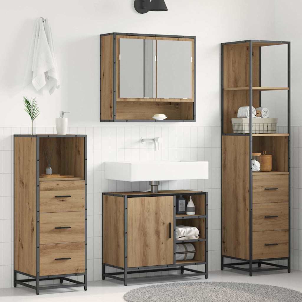 vidaXL Bathroom Furniture Set 4 pcs Artisan Oak Engineered Wood