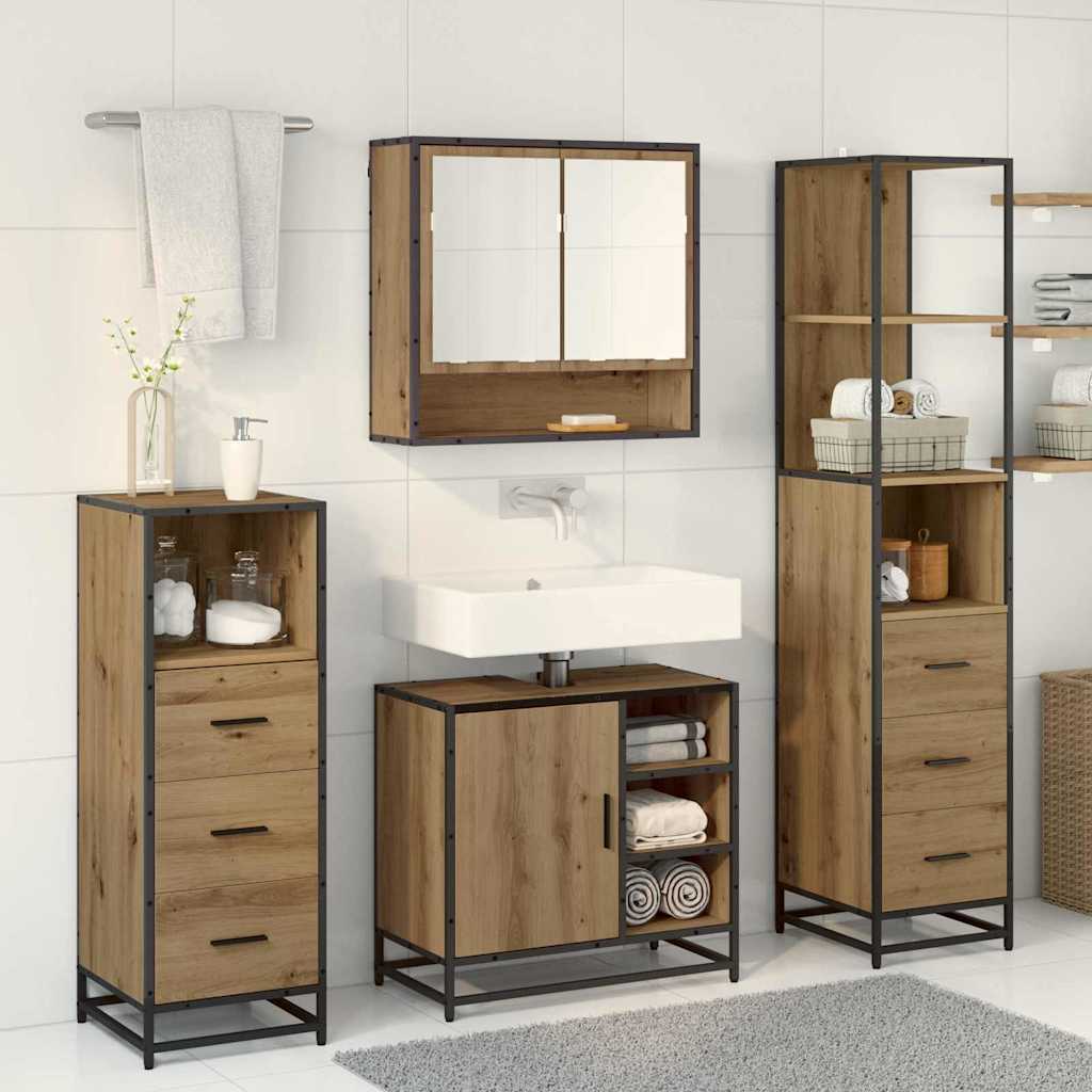 vidaXL Bathroom Furniture Set 4 pcs Artisan Oak Engineered Wood