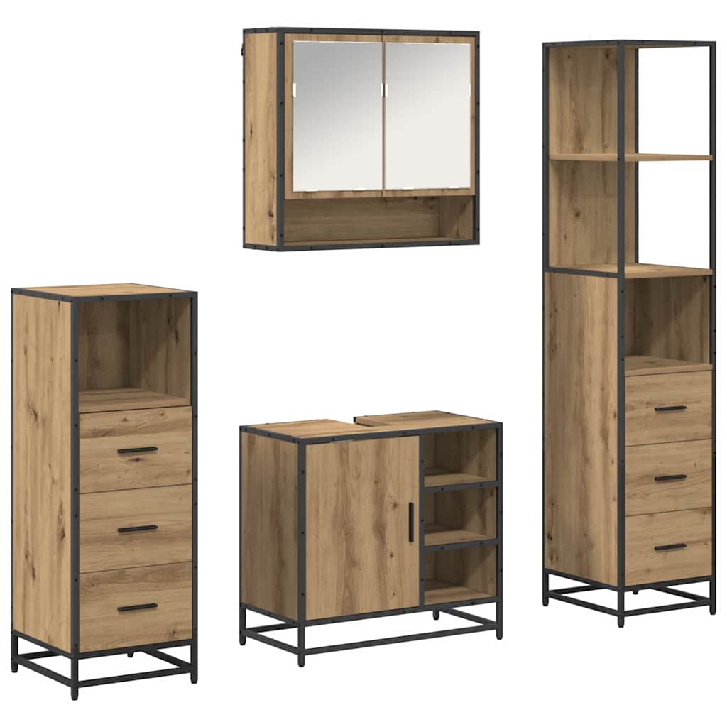 vidaXL Bathroom Furniture Set 4 pcs Artisan Oak Engineered Wood