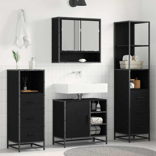 vidaXL Bathroom Furniture Set 4 pcs Black oak 65 x 33 x 60 cm
