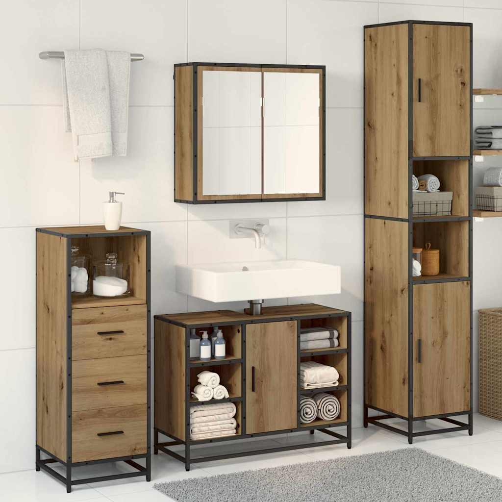 vidaXL Bathroom Furniture Set 3 pcs Artisan Oak Engineered Wood