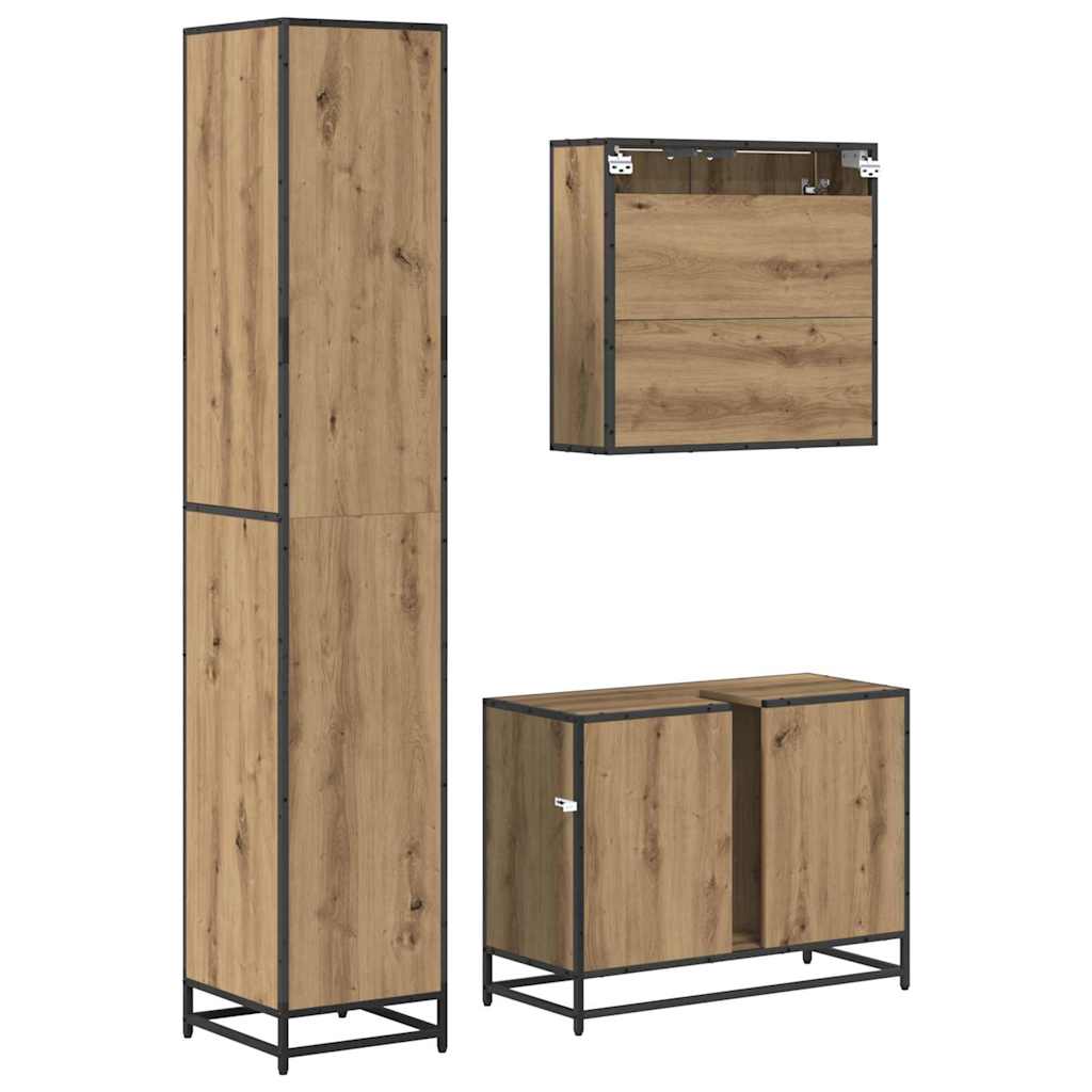vidaXL Bathroom Furniture Set 3 pcs Artisan Oak Engineered Wood