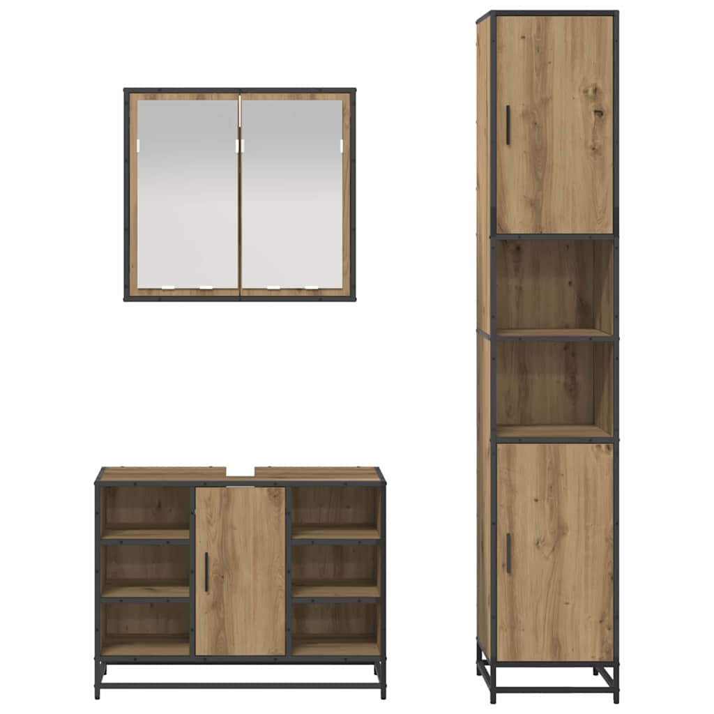 vidaXL Bathroom Furniture Set 3 pcs Artisan Oak Engineered Wood