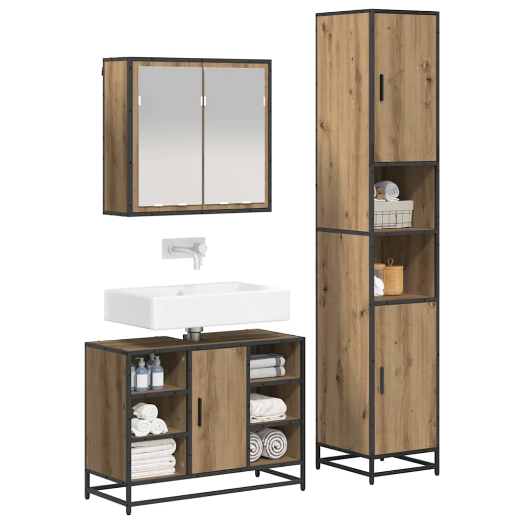 vidaXL Bathroom Furniture Set 3 pcs Artisan Oak Engineered Wood