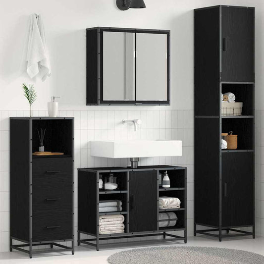 vidaXL Bathroom Furniture Set 3 pcs Black oak 80 x 33 x 60 cm