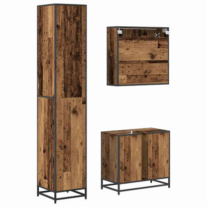 vidaXL Bathroom Furniture Set with Door 3 pcs Old Wood Engineered Wood