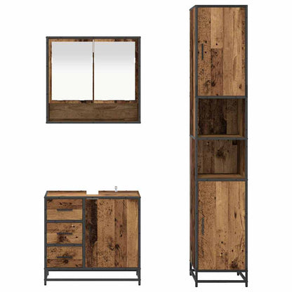vidaXL Bathroom Furniture Set with Door 3 pcs Old Wood Engineered Wood