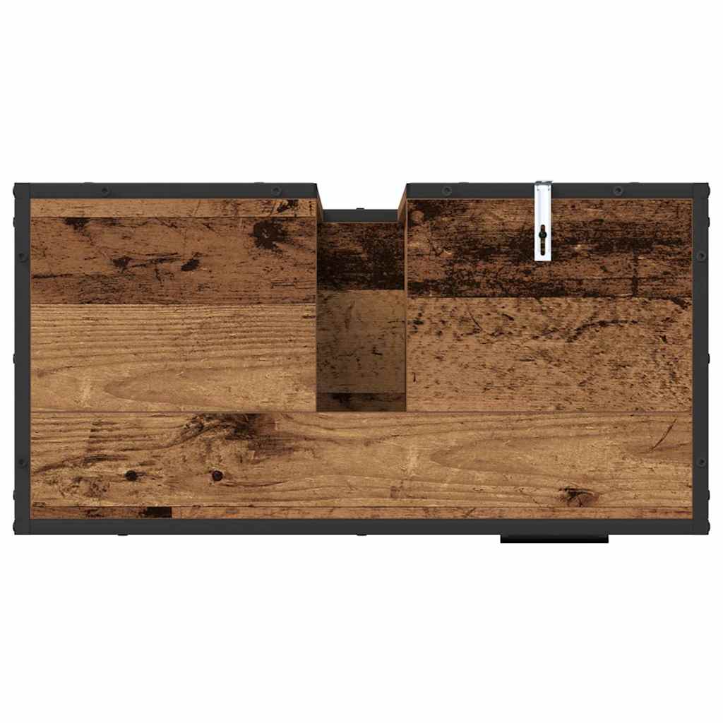 vidaXL Bathroom Furniture Set with Door 3 pcs Old Wood Engineered Wood