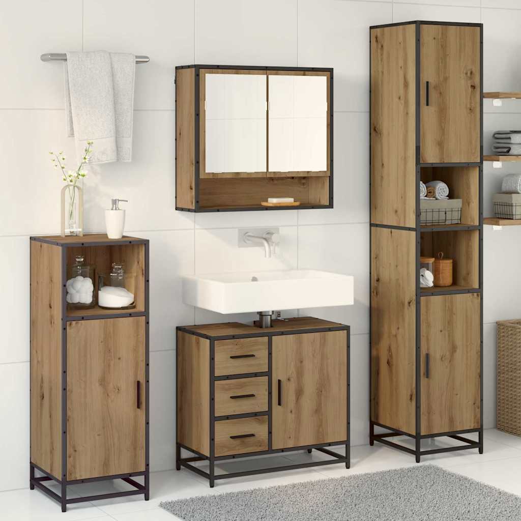 vidaXL Bathroom Furniture Set 3 pcs Artisan Oak Engineered Wood