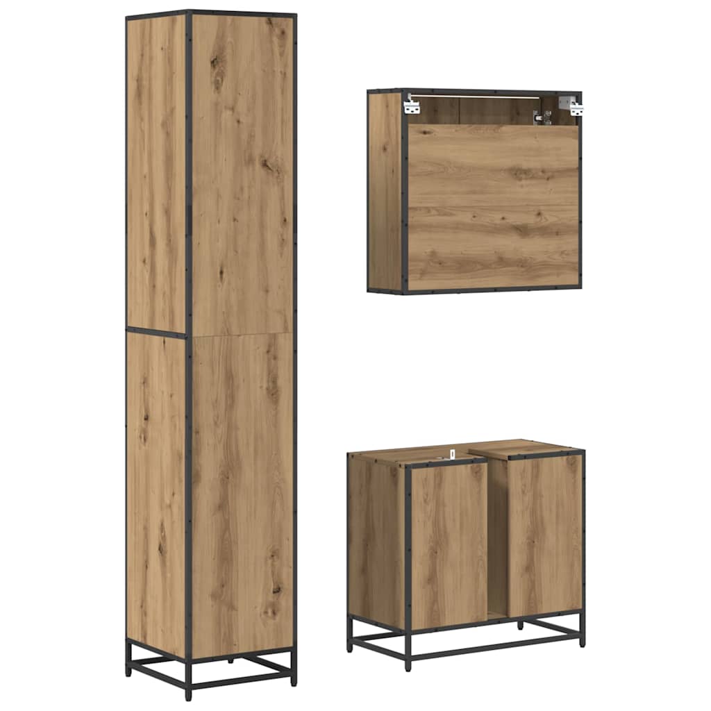 vidaXL Bathroom Furniture Set 3 pcs Artisan Oak Engineered Wood