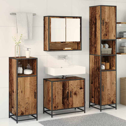 vidaXL Bathroom Furniture Set with Door 3 pcs Old Wood Engineered Wood