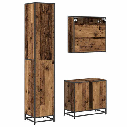 vidaXL Bathroom Furniture Set with Door 3 pcs Old Wood Engineered Wood