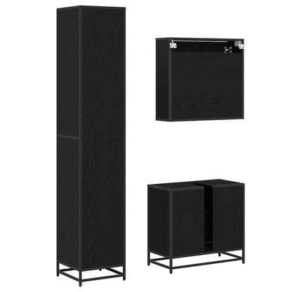 vidaXL Bathroom Furniture Set 3 pcs Black Oak Engineered Wood
