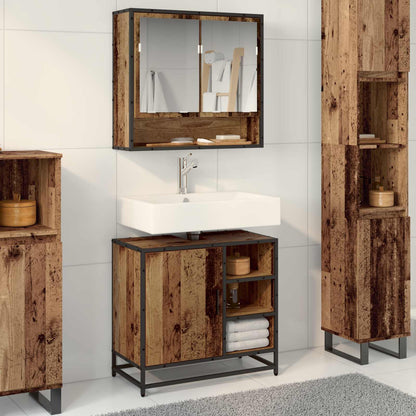 vidaXL Bathroom Furniture Set with Door 2 pcs Old Wood Engineered Wood