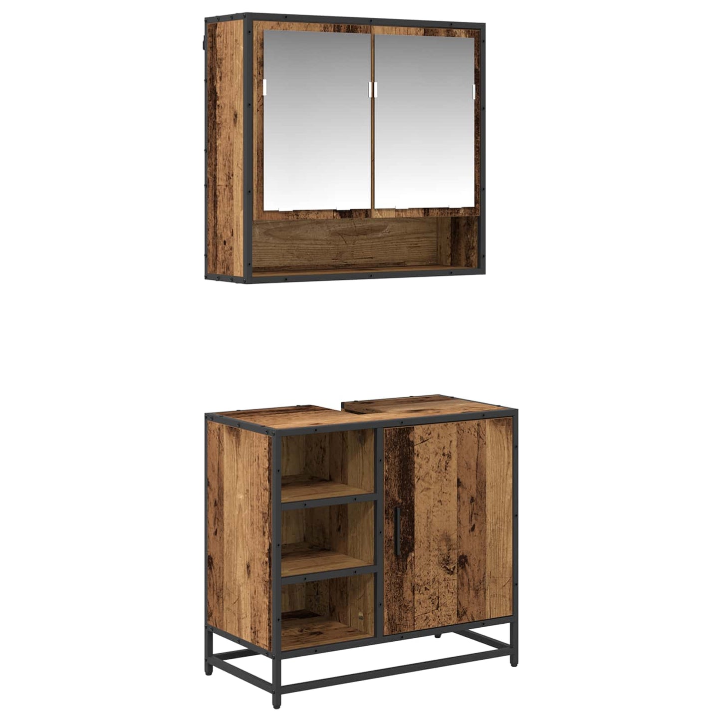 vidaXL Bathroom Furniture Set 2 pcs Old Wood Engineered Wood
