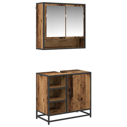 vidaXL Bathroom Furniture Set 2 pcs Old Wood Engineered Wood