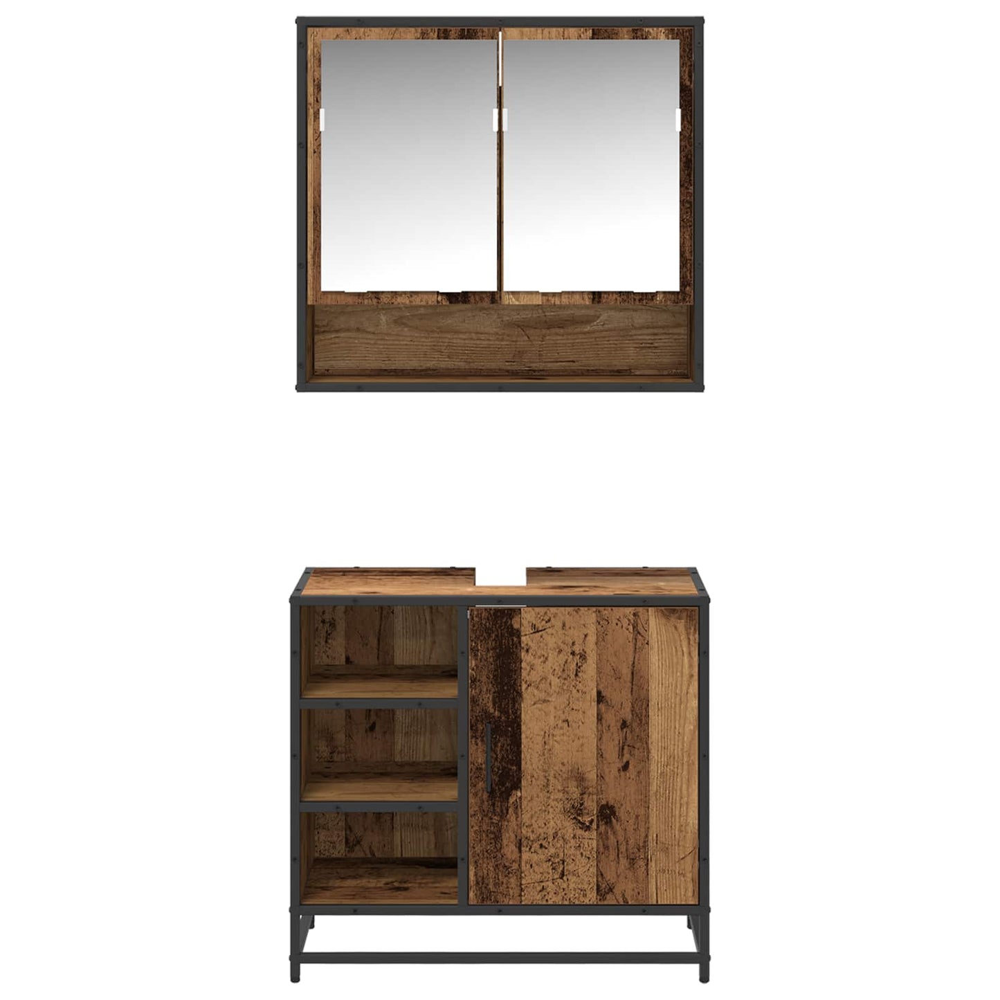 vidaXL Bathroom Furniture Set 2 pcs Old Wood Engineered Wood