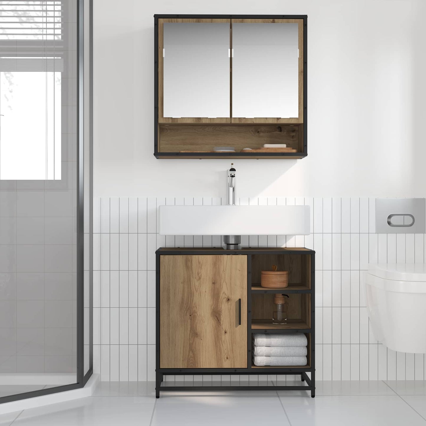 vidaXL Bathroom Furniture Set 2 pcs Artisan Oak Engineered Wood