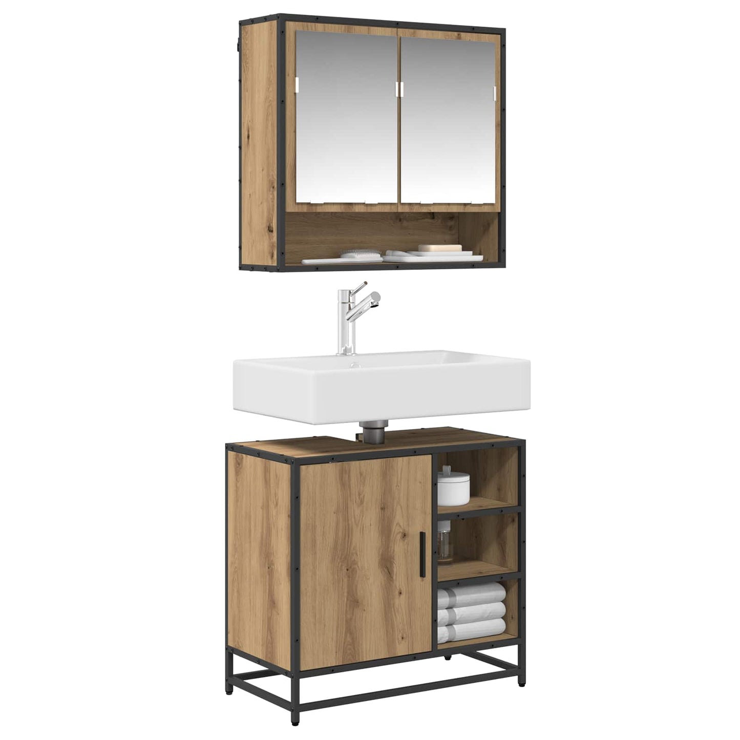 vidaXL Bathroom Furniture Set 2 pcs Artisan Oak Engineered Wood