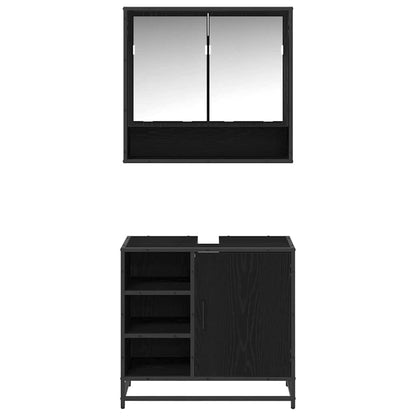 vidaXL Bathroom Furniture Set 2 pcs Black Oak Engineered Wood