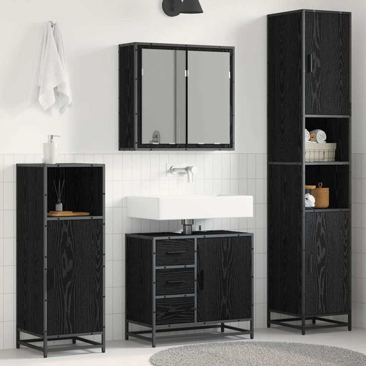 vidaXL Bathroom Furniture Set 4 pcs Black oak 65 x 33 x 60 cm