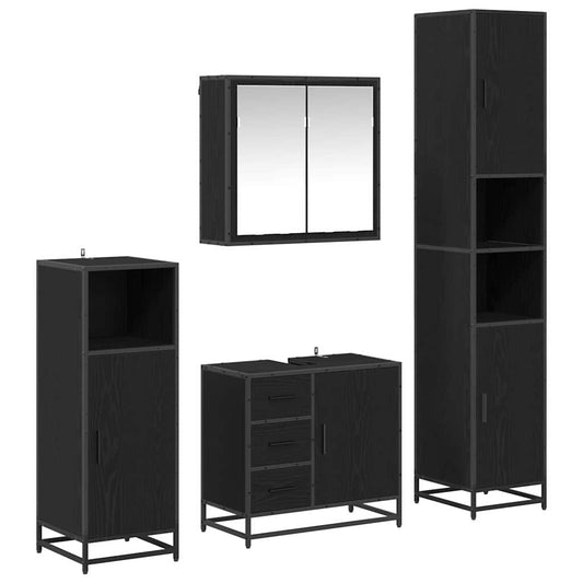 vidaXL Bathroom Furniture Set 4 pcs Black oak 65 x 33 x 60 cm