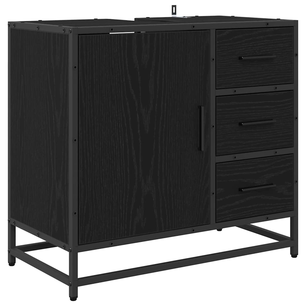vidaXL Bathroom Furniture Set 4 pcs Black Oak Engineered Wood