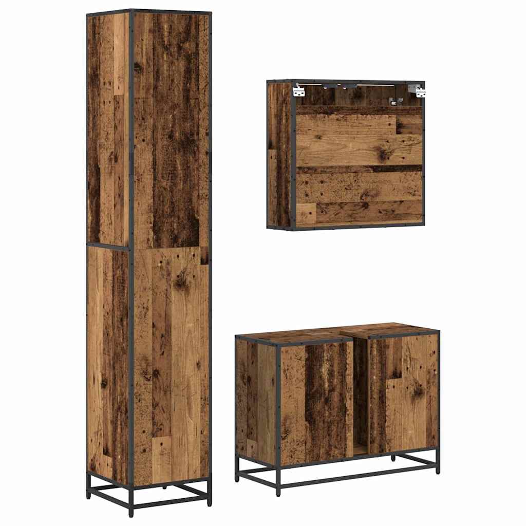 vidaXL Bathroom Furniture Set with Door 3 pcs Old Wood Engineered Wood