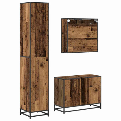 vidaXL Bathroom Furniture Set with Door 3 pcs Old Wood Engineered Wood