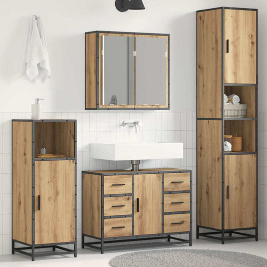 vidaXL Bathroom Furniture Set 3 pcs Artisan Oak Engineered Wood