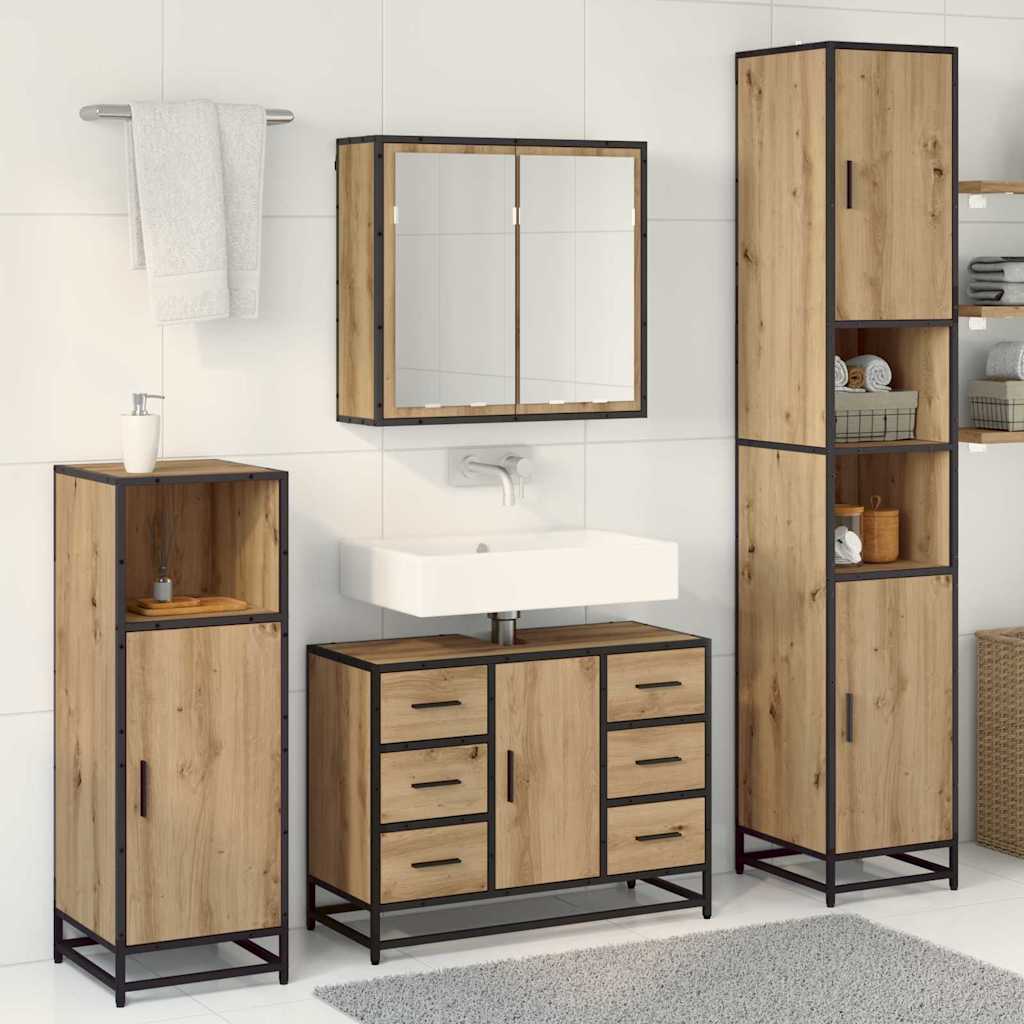 vidaXL Bathroom Furniture Set 3 pcs Artisan Oak Engineered Wood