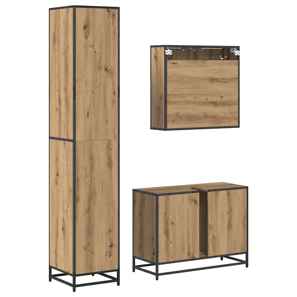 vidaXL Bathroom Furniture Set 3 pcs Artisan Oak Engineered Wood