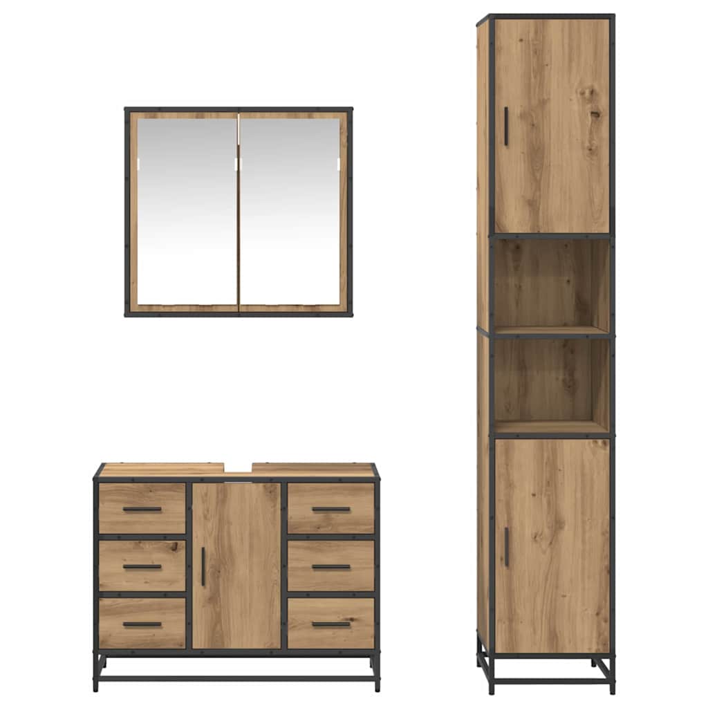 vidaXL Bathroom Furniture Set 3 pcs Artisan Oak Engineered Wood