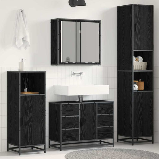 vidaXL Bathroom Furniture Set 3 pcs Black oak 80 x 33 x 60 cm