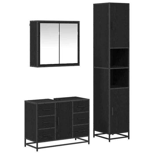 vidaXL Bathroom Furniture Set 3 pcs Black oak 80 x 33 x 60 cm