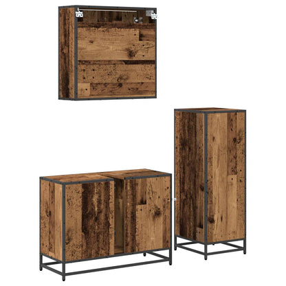 vidaXL Bathroom Furniture Set with Door 3 pcs Old Wood Engineered Wood