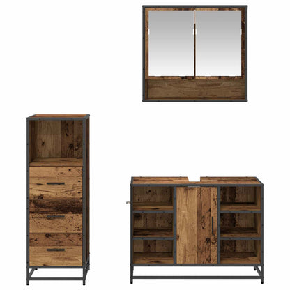 vidaXL Bathroom Furniture Set with Door 3 pcs Old Wood Engineered Wood