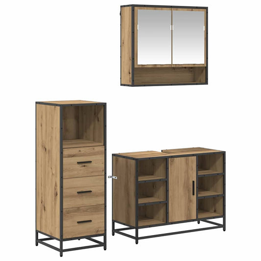 vidaXL Bathroom Furniture Set 3 pcs Artisan oak 80 x 33 x 60 cm