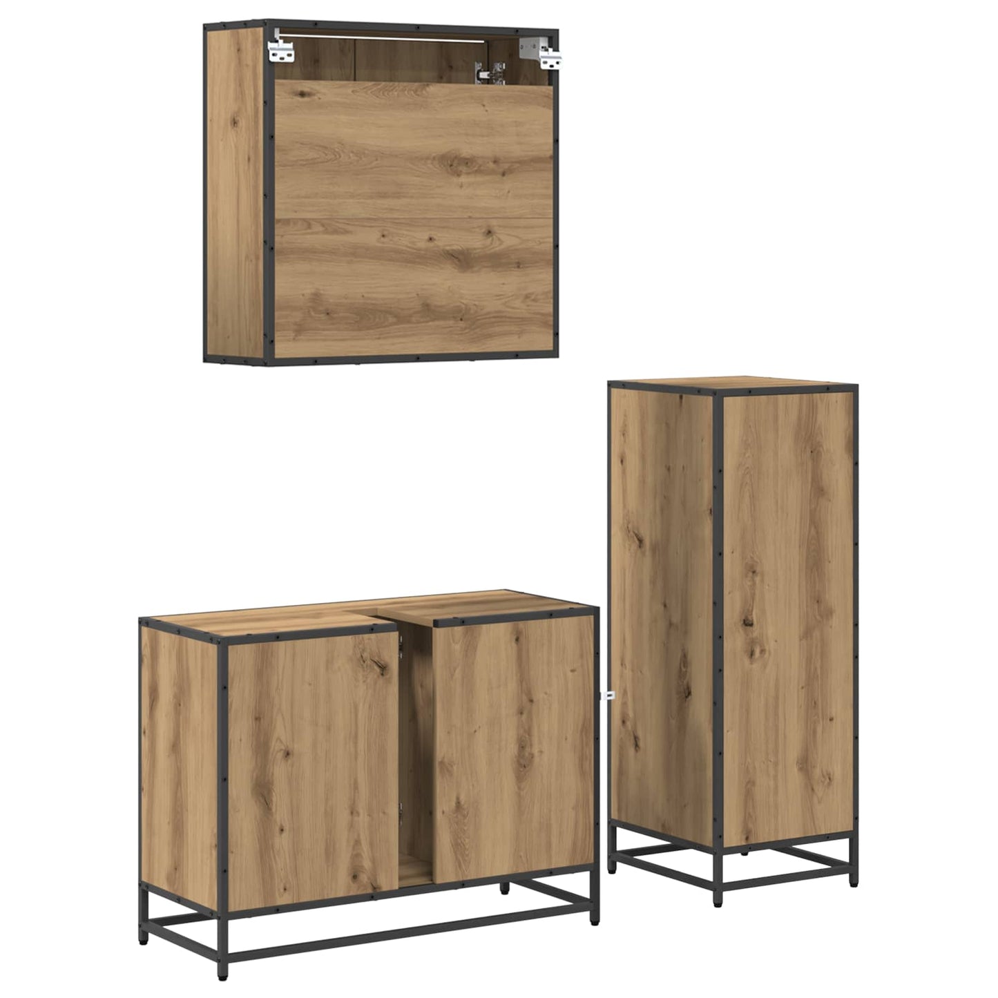 vidaXL Bathroom Furniture Set 3 pcs Artisan Oak Engineered Wood