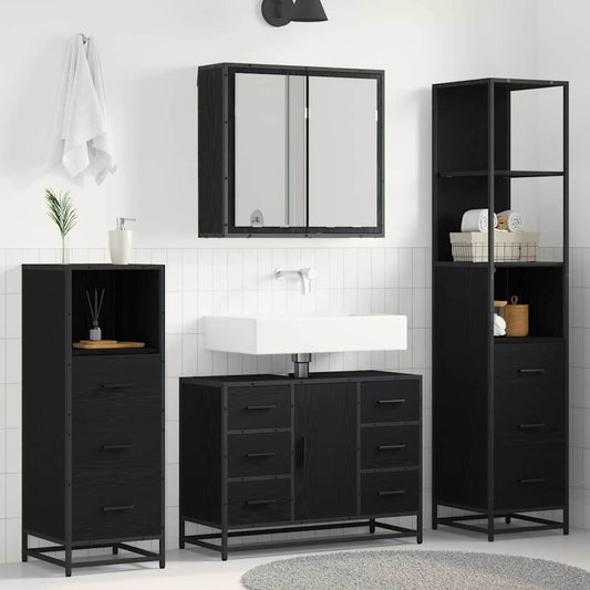 vidaXL Bathroom Furniture Set 3 pcs Black oak 80 x 33 x 60 cm