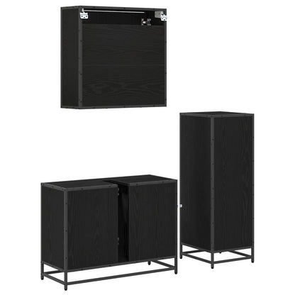 vidaXL Bathroom Furniture Set 3 pcs Black Oak Engineered Wood
