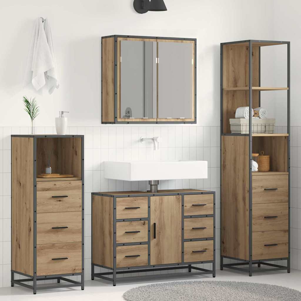 vidaXL Bathroom Furniture Set 4 pcs Artisan oak Engineered wood