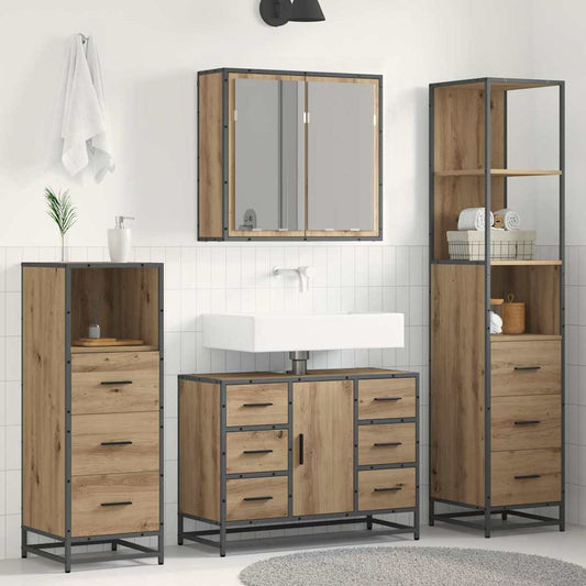 vidaXL Bathroom Furniture Set 4 pcs Artisan oak Engineered wood