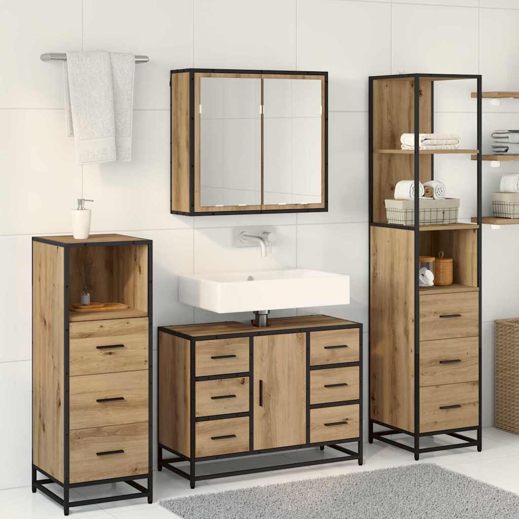 vidaXL Bathroom Furniture Set 4 pcs Artisan oak Engineered wood