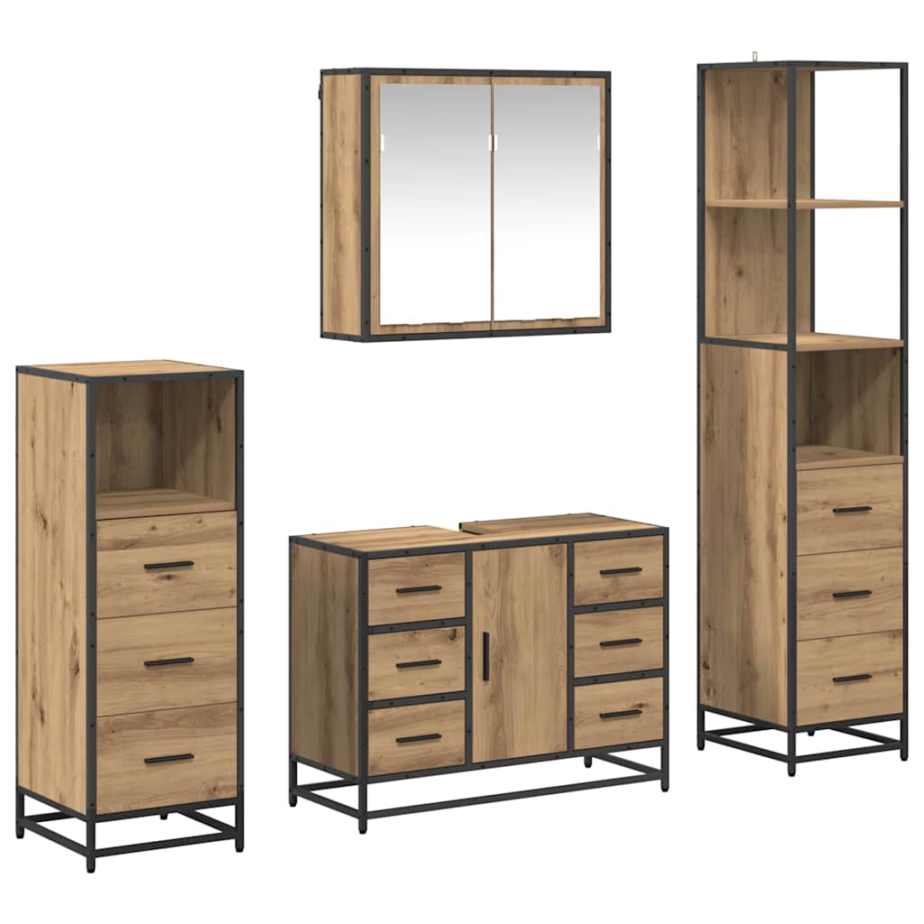 vidaXL Bathroom Furniture Set 4 pcs Artisan oak Engineered wood